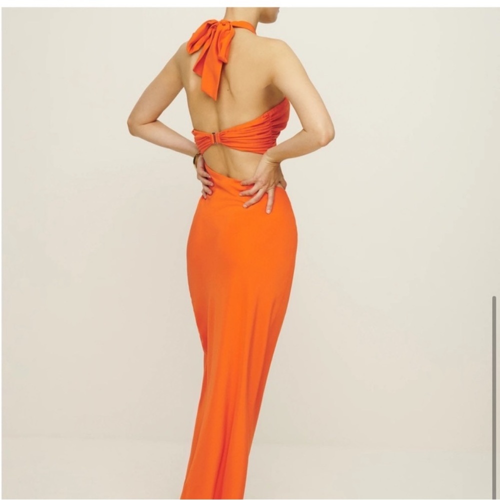 NWT Reformation Vivi 100% Silk Cut Out Dress Citrus Orange Size 4 - Picture 3 of 4